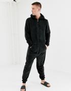 Brave Soul Fleece Onesie With Hood In Gray - Gray