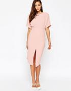 Asos Wiggle Dress With Split Front - Pink