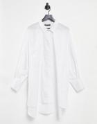 Threadbare Oversized Balloon Sleeve Shirt Dress In White