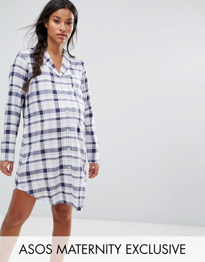 Asos Maternity Check Sleep Shirt - Blue