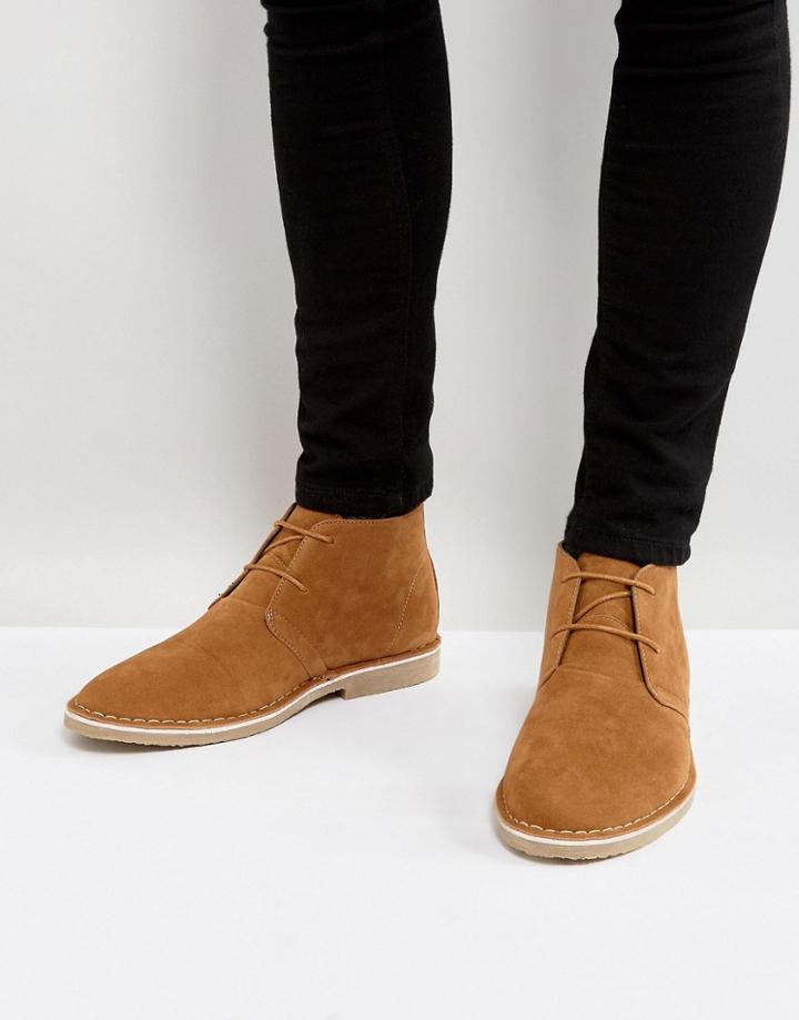 Asos Desert Boots In Tan Faux Suede - Tan