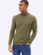 New Look Roll Neck Knitted Sweater In Khaki-green