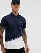 Lacoste Taping Logo Cut And Sew Polo In Navy