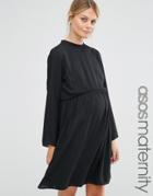 Asos Maternity High Neck A-line Dress With Open Back - Black