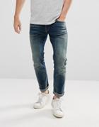 Selected Homme Jeans In Slim Fit Worn Denim With Stretch - Blue