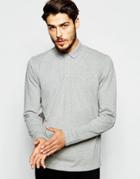 Adpt Long Sleeve Pique Polo Shirt - Light Gray Melange