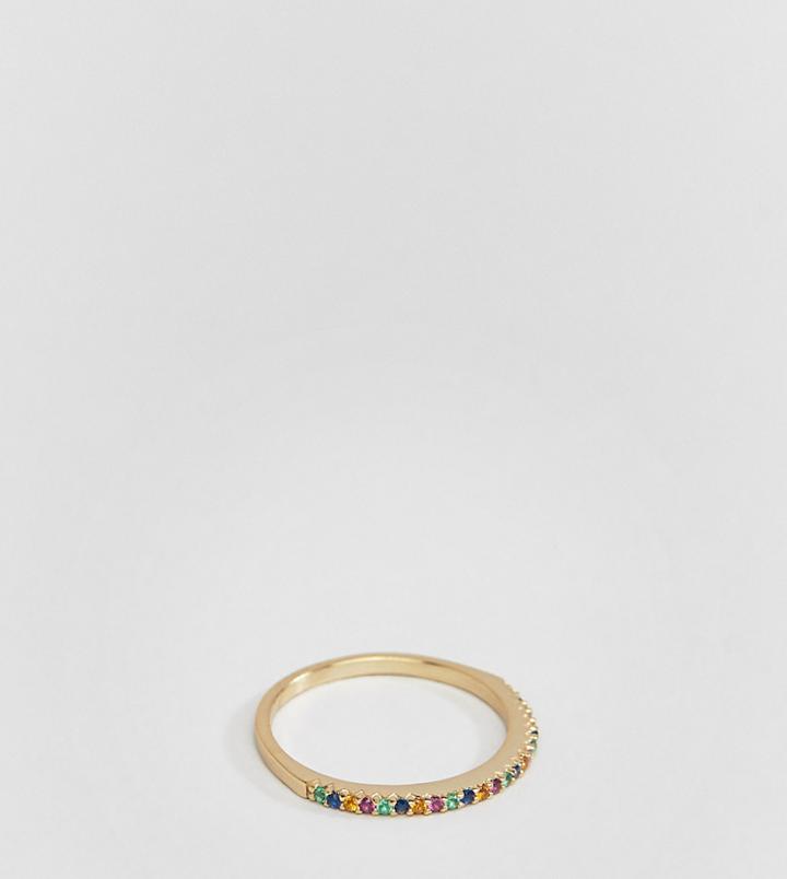 Shashi 18k Gold Plated Rainbow Pave Ring - Gold