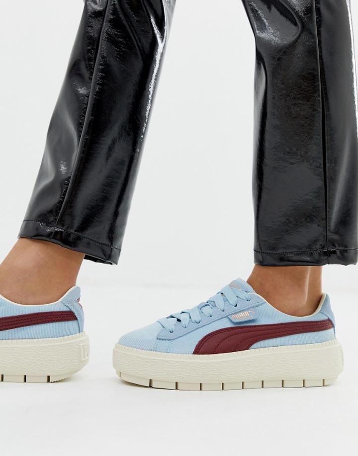 Puma Platform Trace Corduroy Sneakers - Red