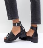 Asos Design Fink Leather Gladiator Flat Sandals - Black