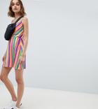 Reclaimed Vintage Inspired Cowl Neck Mini Dress In Stripe-multi