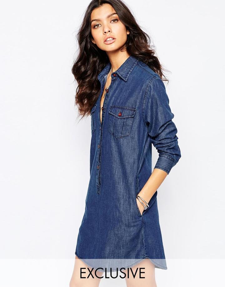 Reclaimed Vintage Denim Shirt Dress - Blue