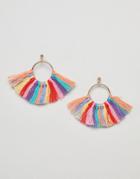 Nylon Rainbow Tassel Earrings - Multi