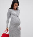 New Look Maternity Twist Front Dress In Gray - Gray