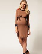 Asos Maternity Colourblock Belted Dress With Long Sleeves - Multi
