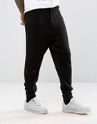 Asos Knitted Drop Crotch Joggers With Laddering - Black