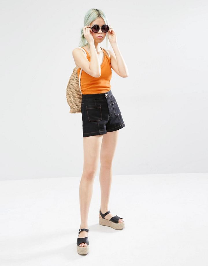 Monki Highwaisted Denim Short - Black