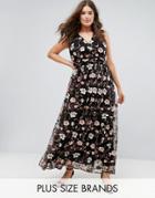 Truly You All Over Embroidered V Neck Maxi Dress - Multi