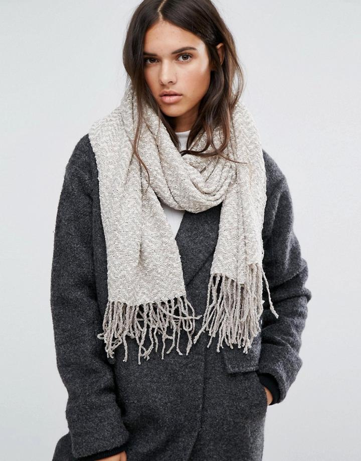 Aldo Knitted Zig Zag Oblong Scarf - Gray
