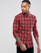 Asos Skinny Check Shirt In Shadow Red - Red