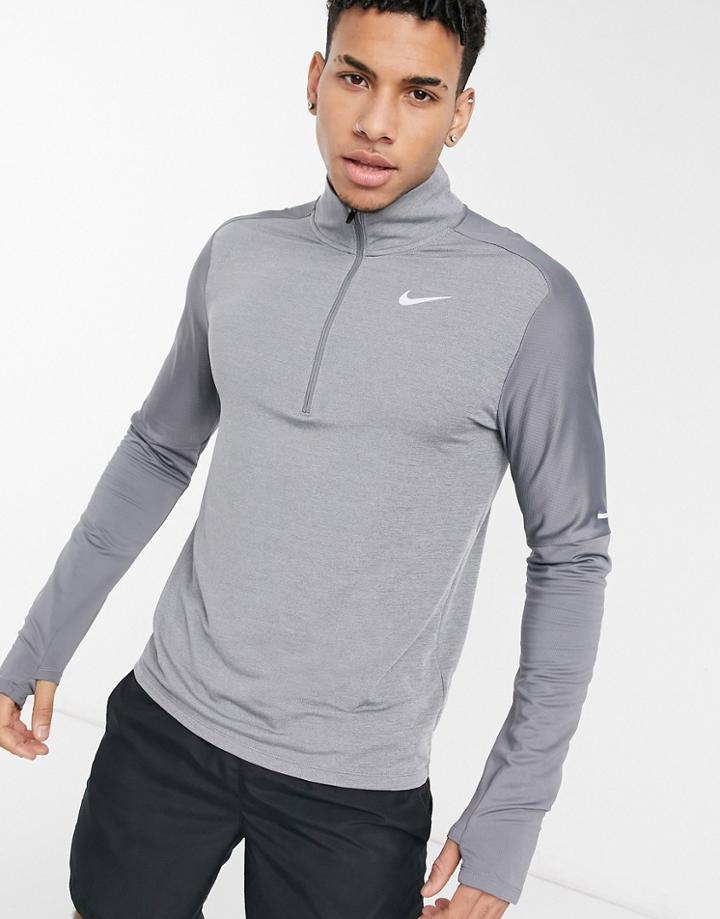 Nike Running Element 1/4 Zip Top In Gray-grey
