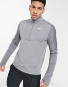 Nike Running Element 1/4 Zip Top In Gray-grey