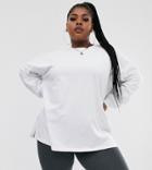 Asos Design Curve Super Oversized Lightweight Sweat With Side Splits In White