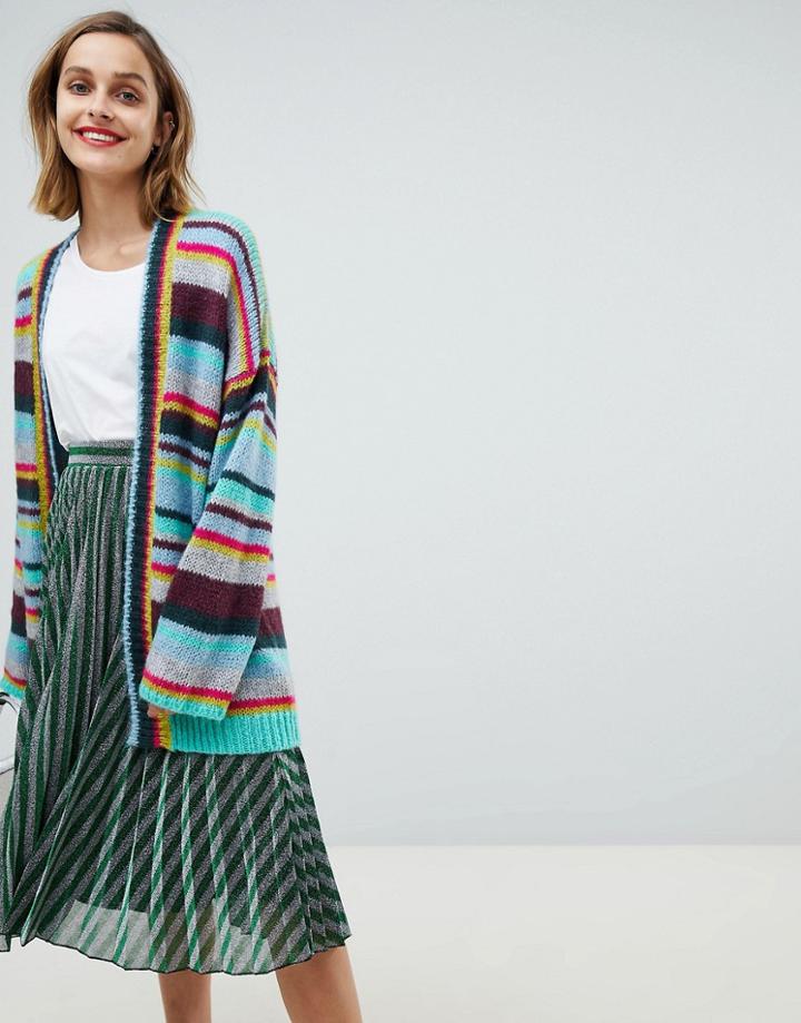 Essentiel Antwerp Oversized Rainbow Stripe Cardigan - Multi