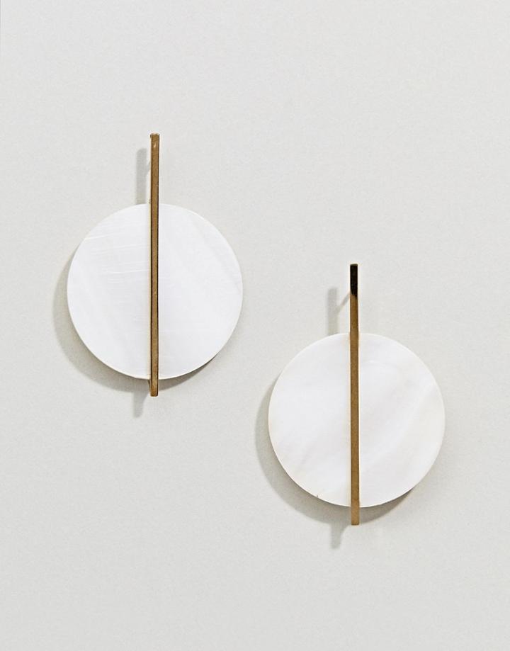 Dyrberg Kern Pearl White Round Drop Earrings - Gold