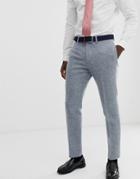 Asos Design Slim Suit Pants In 100% Wool Harris Tweed In Gray - Gray