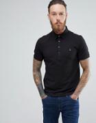 Farah Merriweather Slim Fit Polo In Black - Black