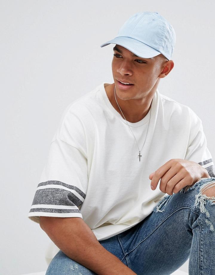 Asos Baseball Cap In Blue Textured Fabric - Blue