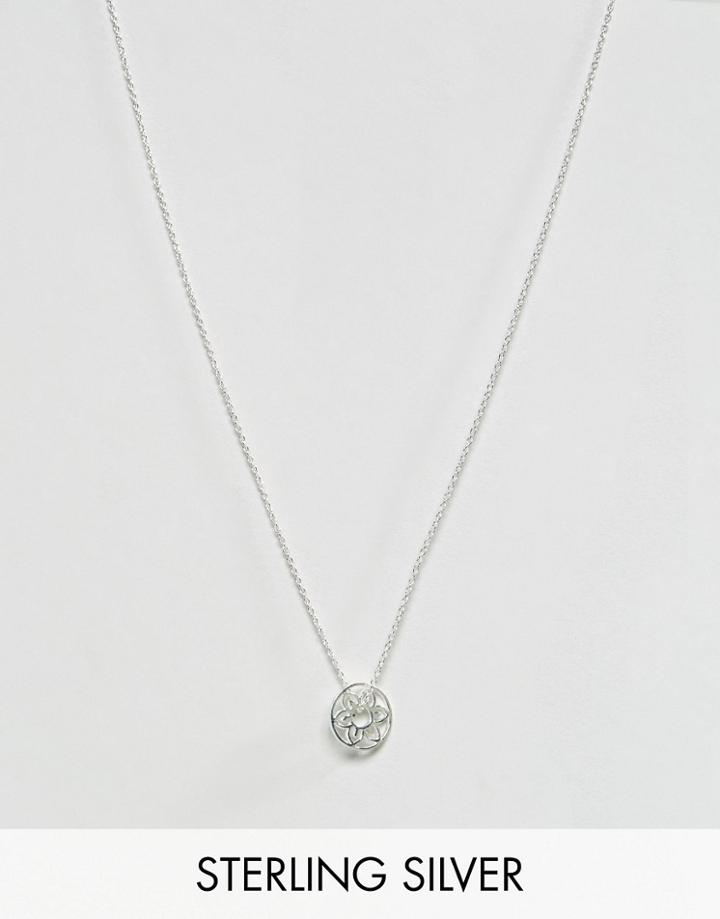 Asos Sterling Silver Cut Out Disc Short Pendant Necklace - Silver