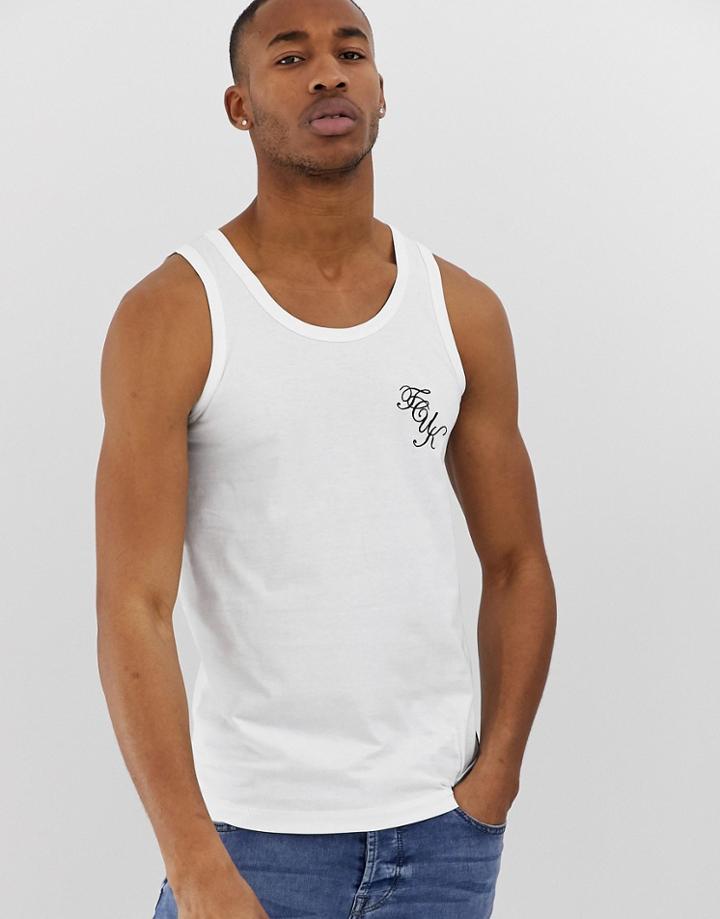 French Connection Muscle Fit Fcuk Logo Tank-white