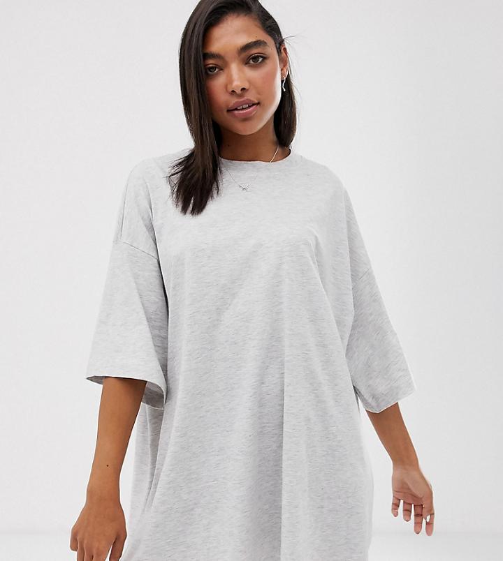 Weekday Huge T-shirt Dress In Gray Melange
