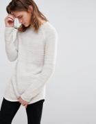 Bershka Chunky Ribbed Sweater In Beige - Cream
