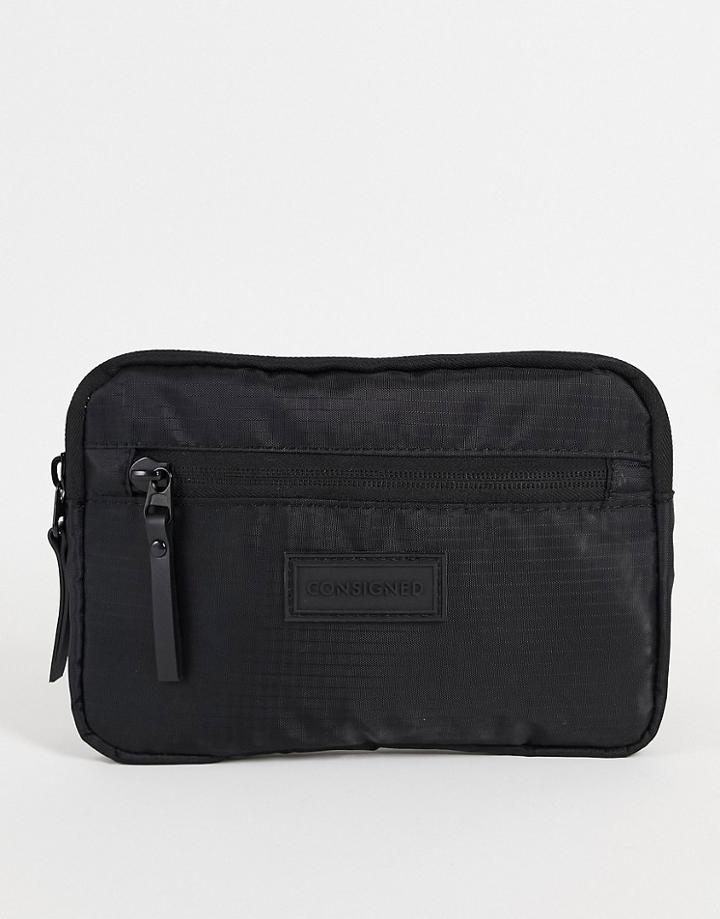 Consigned Flat Profile Crossbody Bag In Black