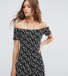 Asos Petite Bardot Romper In Ditsy Floral - Multi