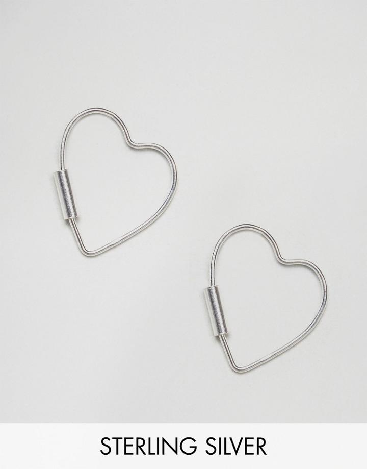 Kingsley Ryan Fine Heart Hoop Earrings - Silver