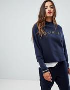 Tommy Hilfiger High Neck Logo Sweatshirt - Navy