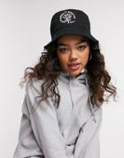 Asos Design Canvas Bucket Hat With Floral Logo-black