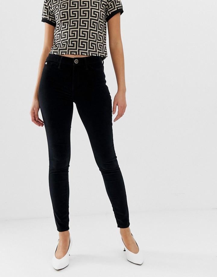 River Island Molly Velvet Skinny Jeans In Black