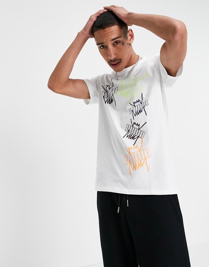 Puma Hoops Logo T-shirt In White
