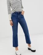 Asos Design Egerton Rigid Cropped Flare Jeans In Dark Vintage Wash-blue