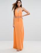 Jarlo Maxi Dress With Lace Insert - Orange