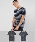 Asos Design Striped T-shirt 2 Pack Save - Multi