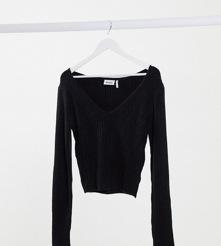 Weekday Paolina V-neck Top In Black