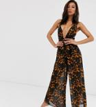 Candypants Exclusive Wide Leg Beach Jumpsuit In Animal - Multi