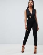 Rare London Tailored Eyelet Jumpsuit - Black