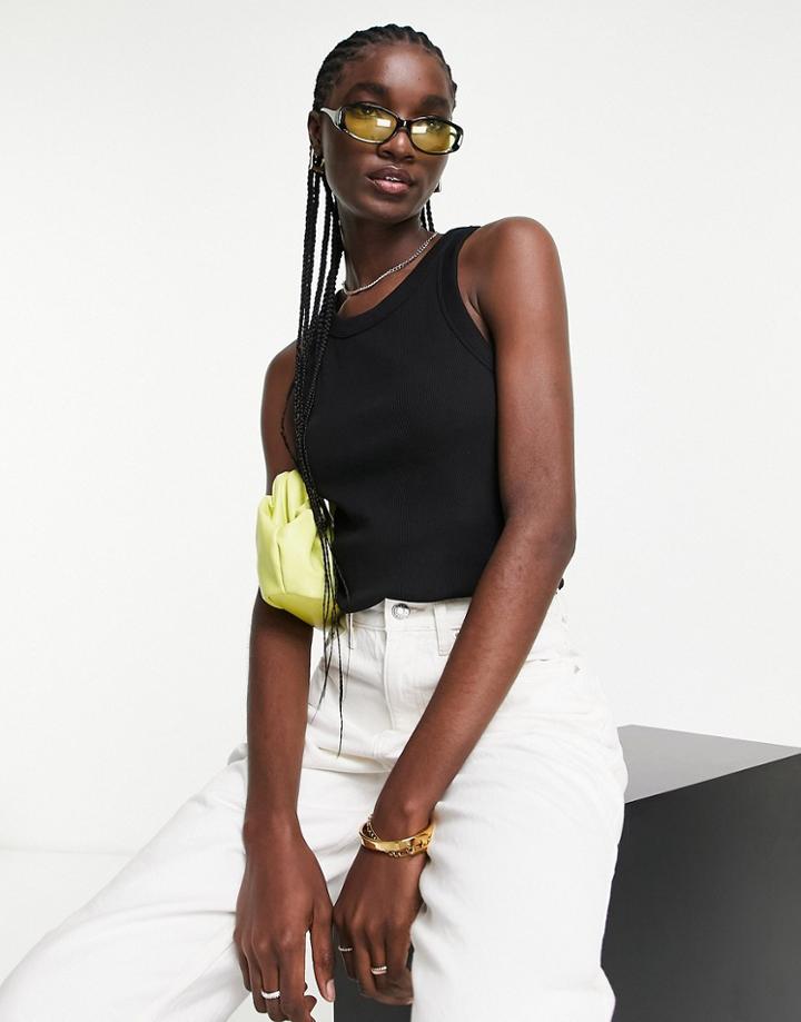 & Other Stories Organic Cotton Ribbed Tank Top In Black