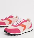 Asos Design Wide Fit Dani Lace Up Sneakers In Pink